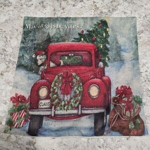 Festive Red Truck Christmas Throw Pillow Cover